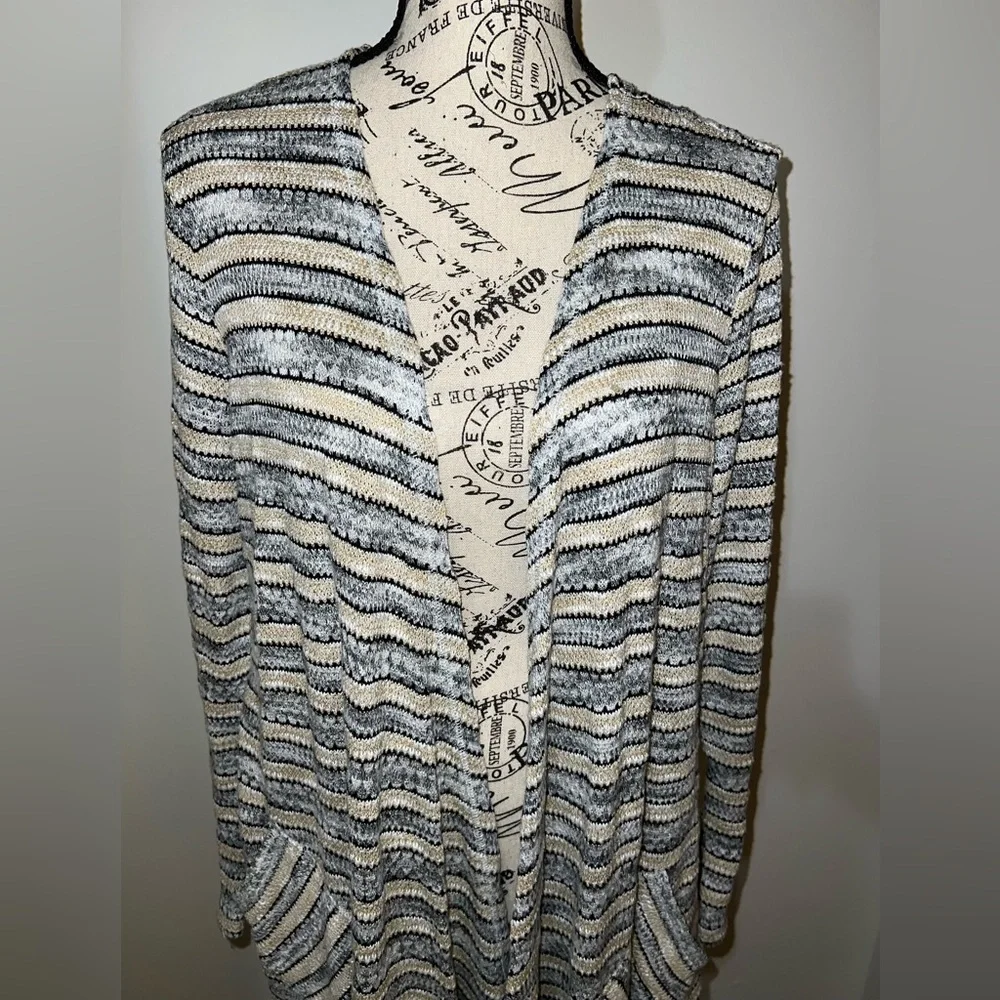 Ruby Rd. Women's Striped Duster Cardigan/Size Large - Picture 2 of 12